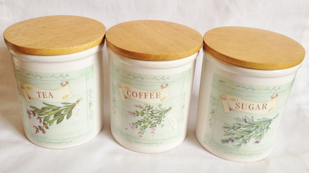 Nivag Crockery Cloverleaf Herbs Tea, Coffee and Sugar Storage Jars